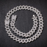 UWIN NE+BA 20mm Miami Prong Cuban Chain 3 Row Gold Color Full Iced Out Rhinestones Necklace & Bracelet Mens Hiphop Jewelry Set