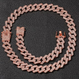 UWIN NE+BA 20mm Miami Prong Cuban Chain 3 Row Gold Color Full Iced Out Rhinestones Necklace & Bracelet Mens Hiphop Jewelry Set